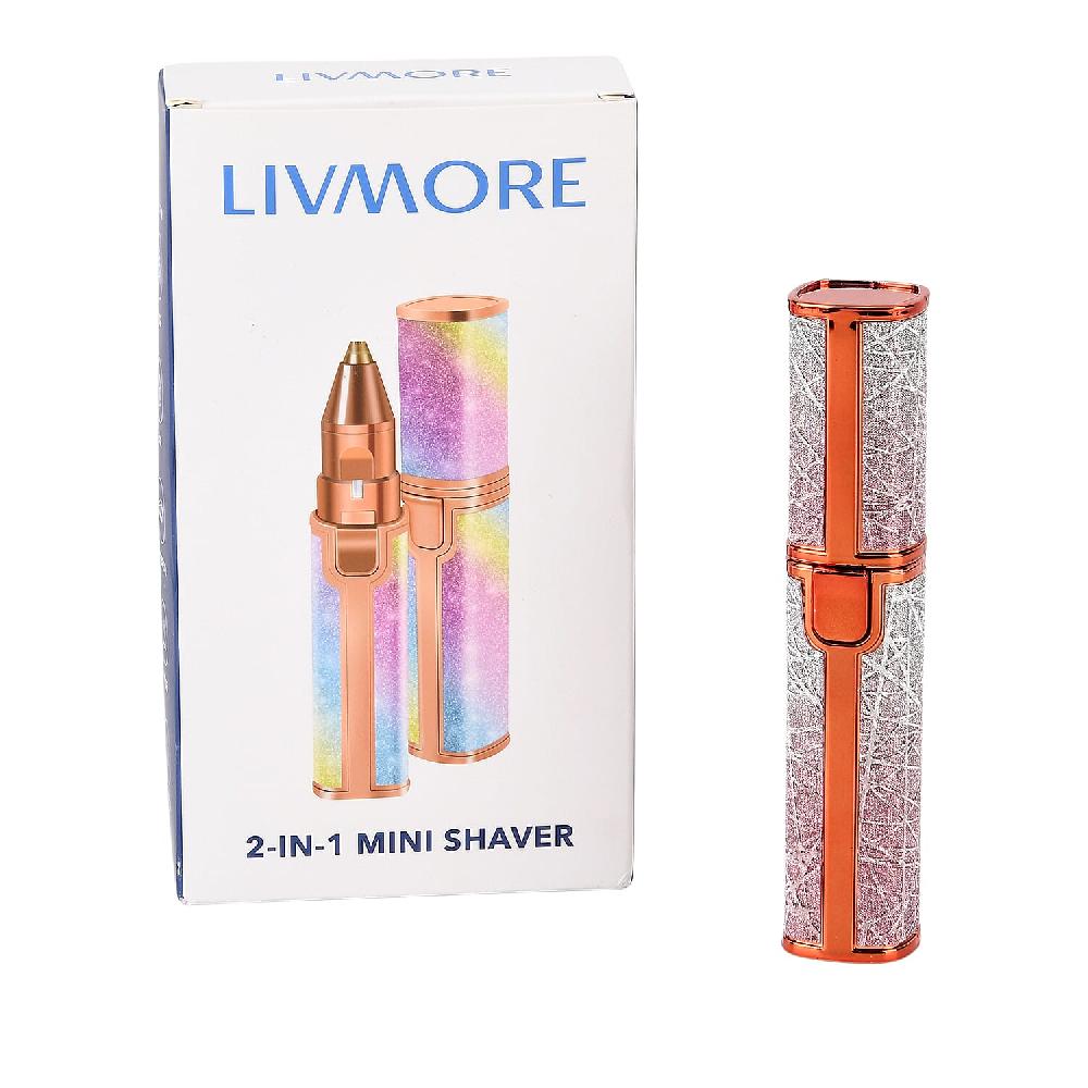 Livmore Beautech 2-in-1 Rechargeable Waterproof Lady Shaver with 2 Replaceable Heads and LED Light - Pink