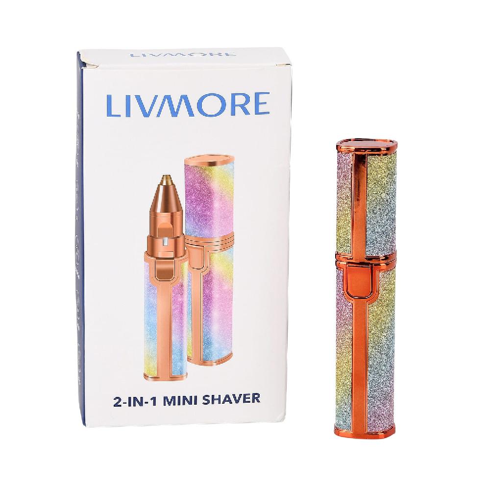 Livmore Beautech 2-in-1 Rechargeable Waterproof Lady Shaver with 2 Replaceable Heads and LED Light - Rainbow Color