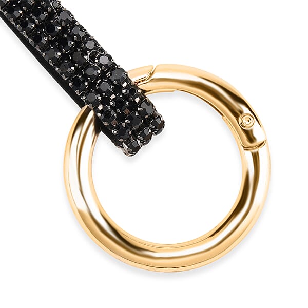 Livmore Black Glass And Crystal 3-piece Set Heart Star And Ball Keychain In Goldtone