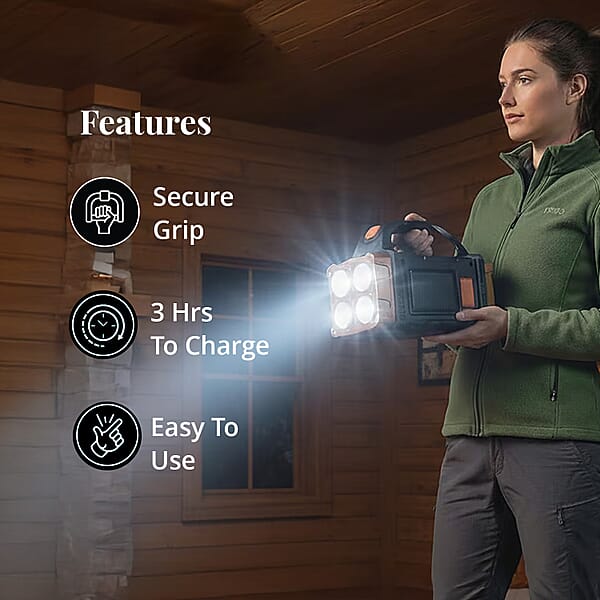 Livmore COB Multi-functional Solar Charging Outdoor Emergency Searchlight - Gold