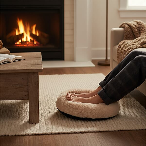 Livmore Cream Heated Plush Foot Massage Warmer