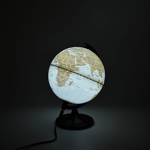 Livmore Illuminated Light And Educational HD Printed Globe Of The World With Stand (Size: D 6*H 7.87)- White