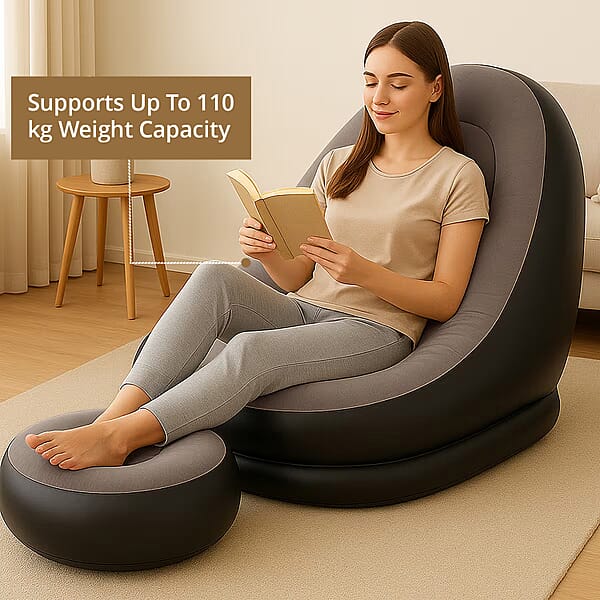 Livmore Inflatable Chair With Ottoman - Black