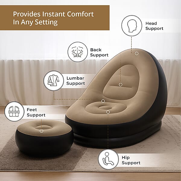 Livmore Inflatable Chair With Ottoman - Black