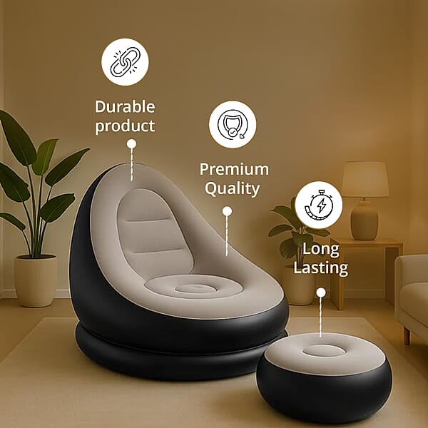 Livmore Inflatable Chair With Ottoman - Black