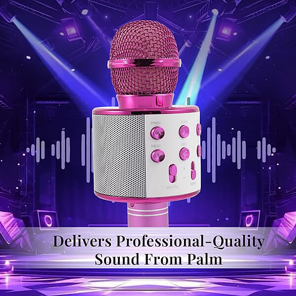 Livmore Mini Karaoke Microphone With Bluetooth - Pink (600mAh)
