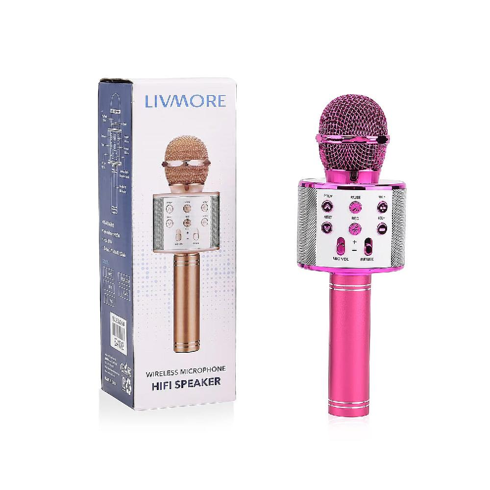 Livmore Mini Karaoke Microphone With Bluetooth - Pink (600mAh)