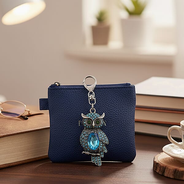 Livmore Multi Color Glass And Crystal Set Of 3 Owl Keychain In Goldtone