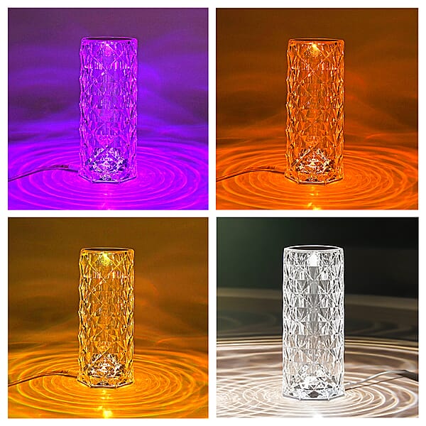 Livmore Rechargeable Rose Diamond Table Lamp With Remote Control - Multi-Color Changing Light