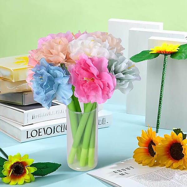 Livmore Set Of 10 Flower Pen With Black Ink