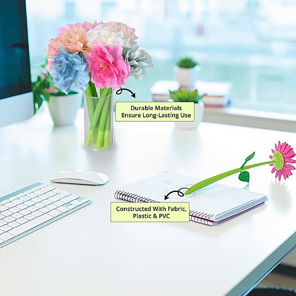 Livmore Set Of 10 Flower Pen With Black Ink