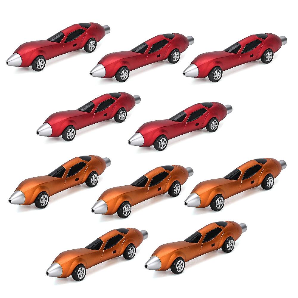 Livmore Set of 10 Red and Orange Car Shape Ballpoint Pen