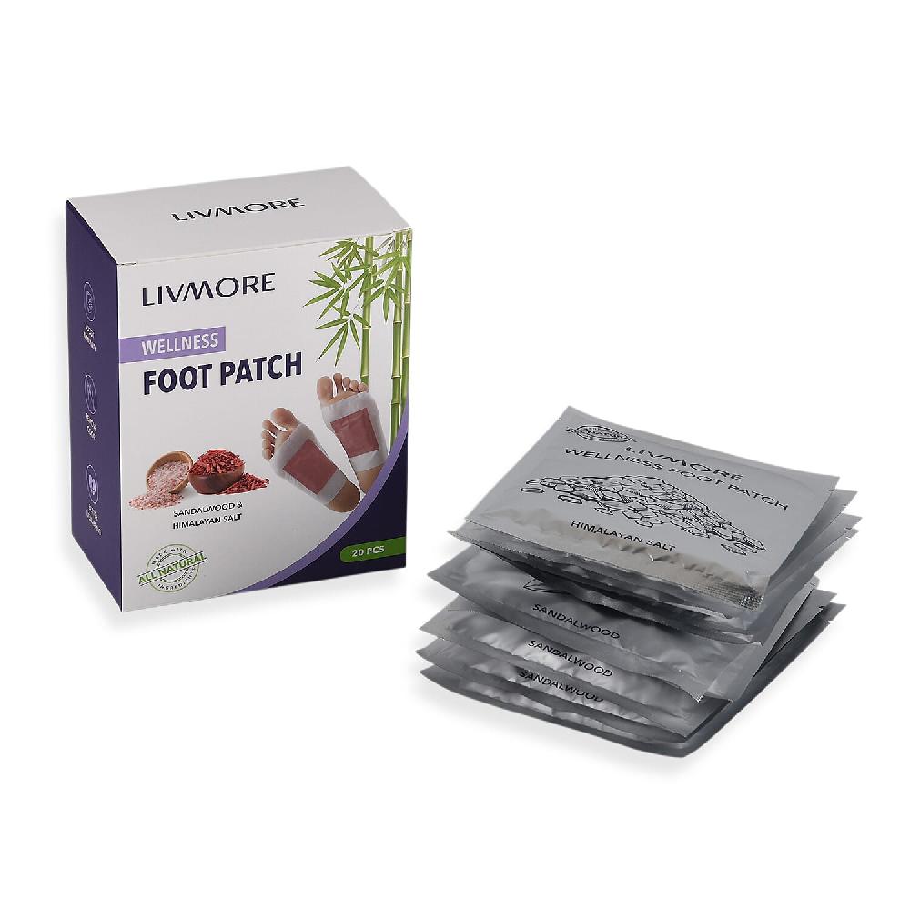 Livmore Set of 20 Detox Foot Patches - 10 pcs Sandalwood and 10 pcs Himalayan Salt