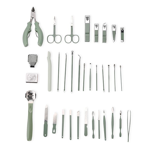 Livmore Set Of 35pcs Multi-functional Manicure Set With Storage Bag - Green