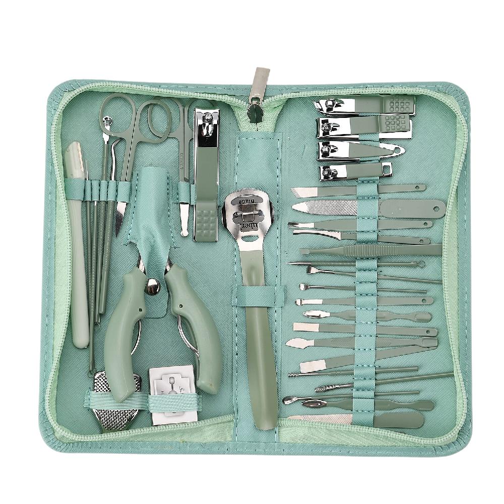 Livmore Set Of 35pcs Multi-functional Manicure Set With Storage Bag - Green