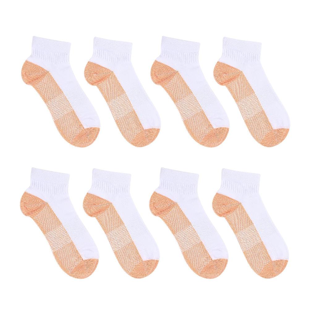 Livmore Set of 4 Pairs Ankle Length Copper Infused Compression Socks - White (S/M)