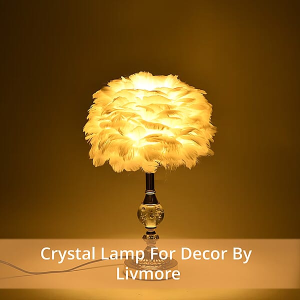 Livmore White 6cm Ball Feather Table Lamp With Plug