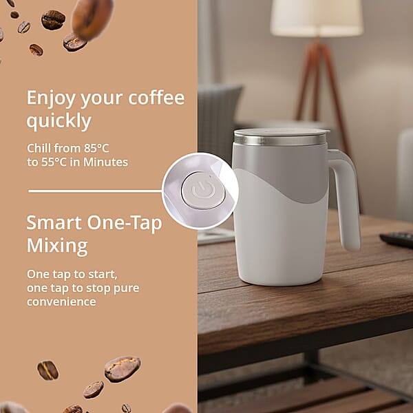 Livmore White Automatic Magnetic Stirring Cup (380 Ml)