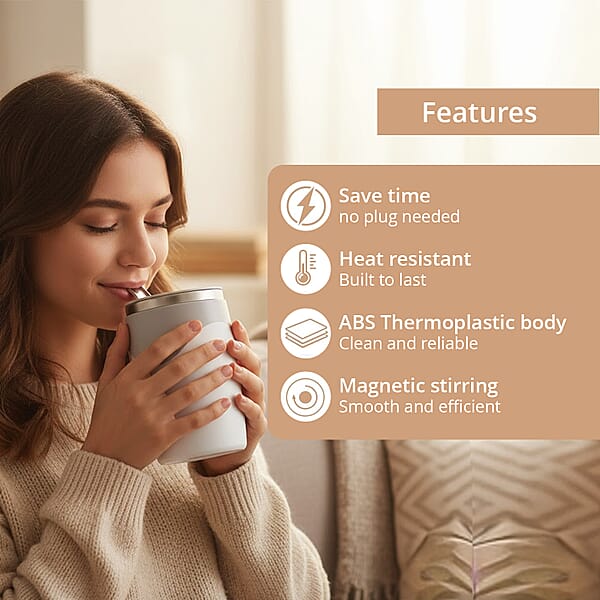 Livmore White Automatic Magnetic Stirring Cup (380 Ml)