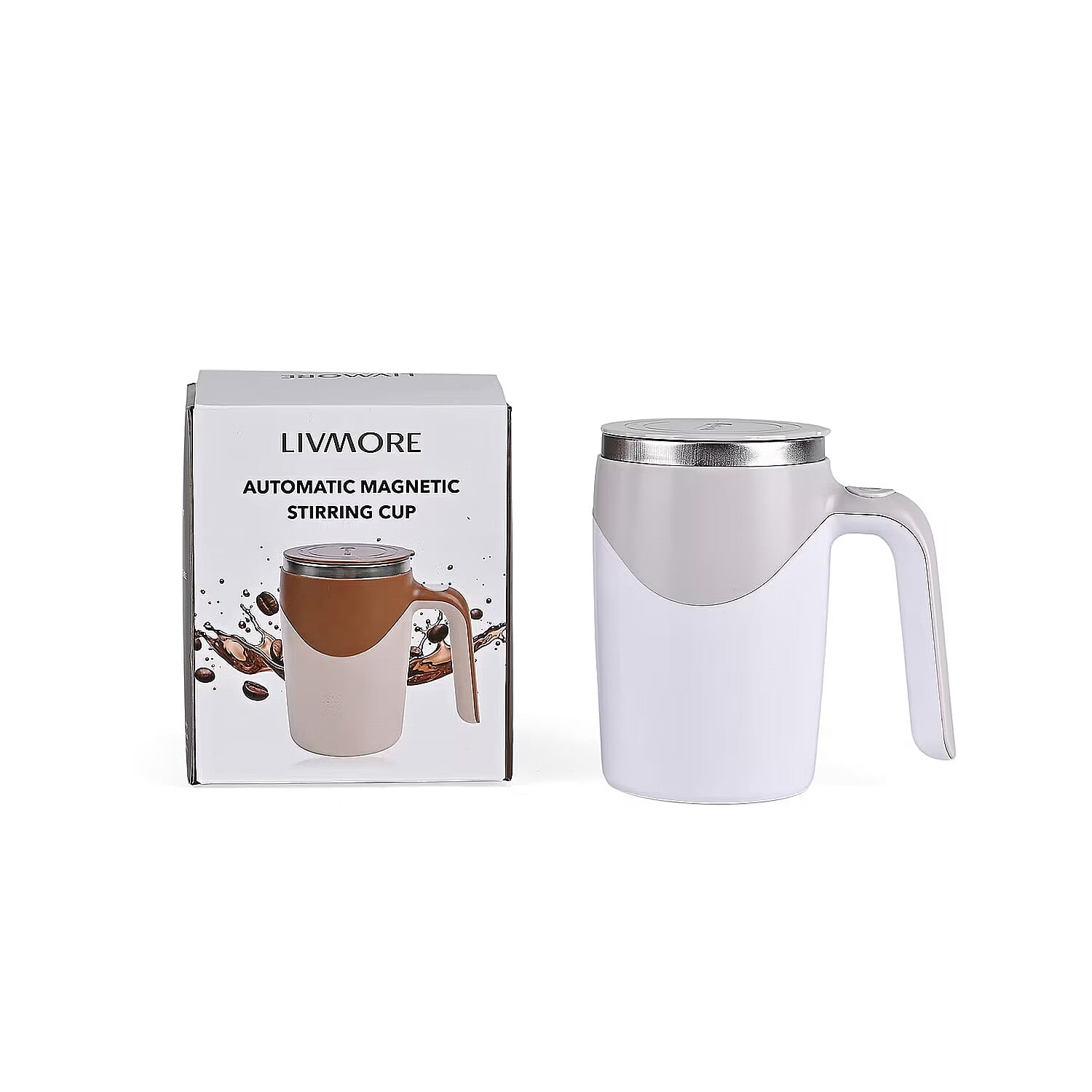 Livmore White Automatic Magnetic Stirring Cup (380 Ml)