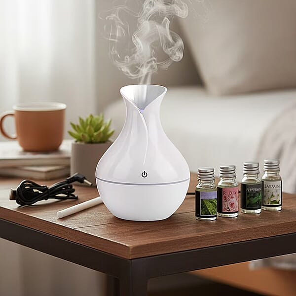 Livmore White Humidifier With 7 Essential Oils (100ml)
