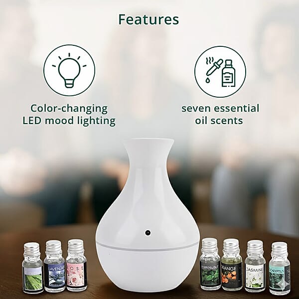 Livmore White Humidifier With 7 Essential Oils (100ml)