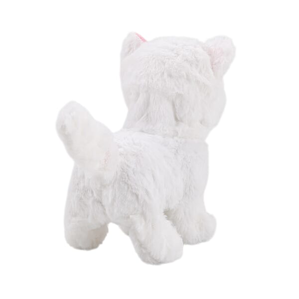 Livmore White Walking Plush Cat Toy (2xAA Battery Not Included)