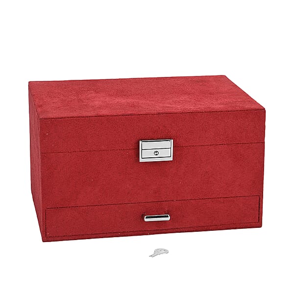 Livmore Wine Red Anti Tarnish 4 Layer Velvet And MDF Jewelry Box