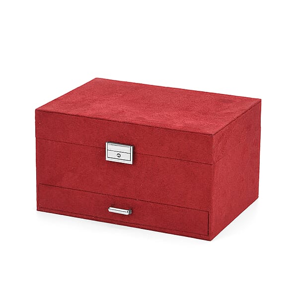 Livmore Wine Red Anti Tarnish 4 Layer Velvet And MDF Jewelry Box