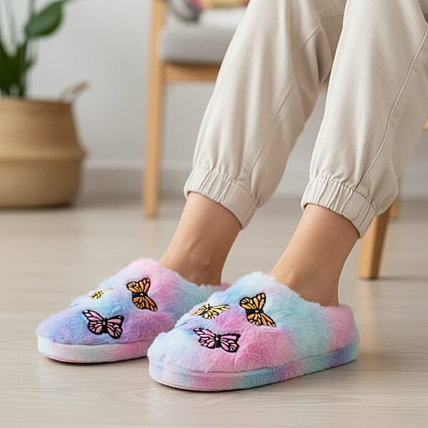Love 83 Multicolor Butterfly House Slipper L