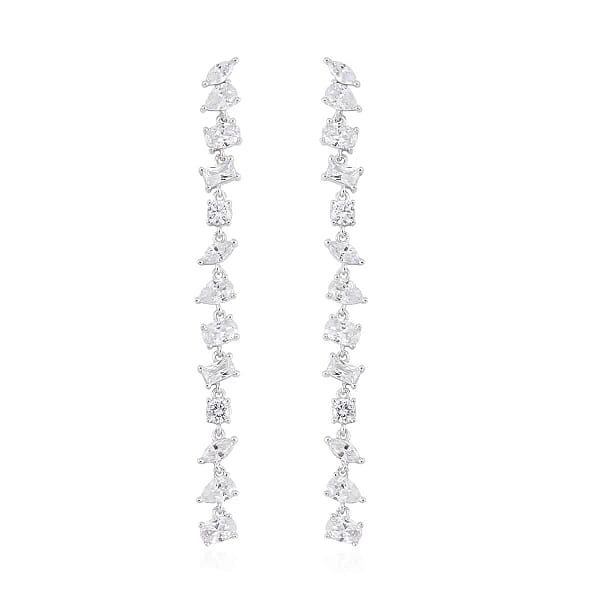 Lustro Stella Finest CZ Mixed Shapes Set Of 3 Earrings In 14K YG And Rhodium Over Sterling Silver 39.15 Ctw