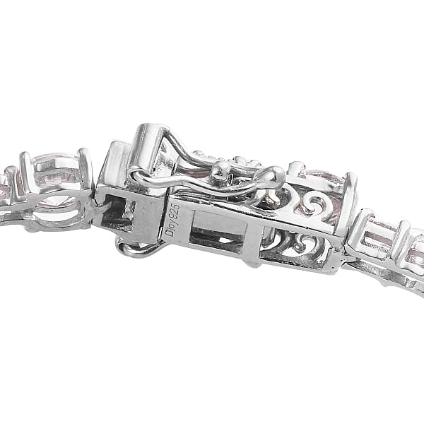 Lustro Stella Made With Finest CZ Bracelet In Platinum Over Sterling Silver (7.25 In) 9 Grams 15.20 Ctw