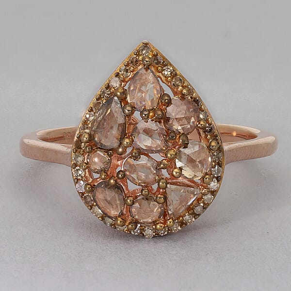 Luxoro 10K Rose Gold Natural Champagne Diamond Ring 1.00 Ctw