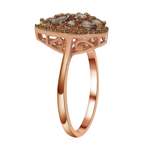 Luxoro 10K Rose Gold Natural Champagne Diamond Ring 1.00 Ctw