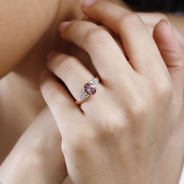 Luxoro 10K Rose Gold Premium Blush Apatite And G-H I2 Diamond Ring 1.35 Ctw