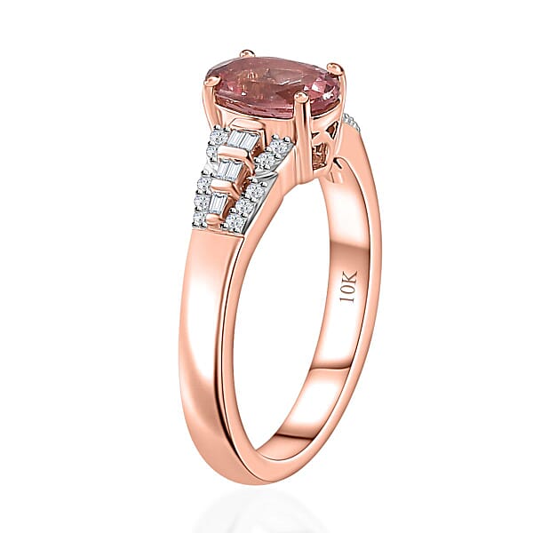 Luxoro 10K Rose Gold Premium Blush Apatite And G-H I2 Diamond Ring 1.35 Ctw