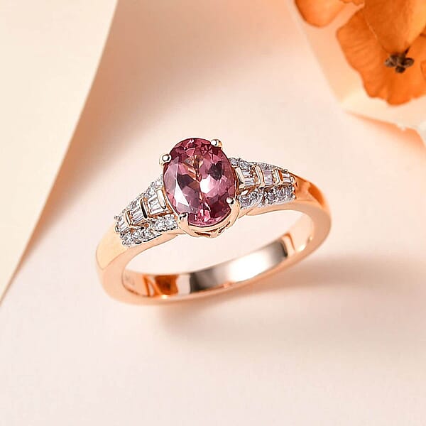 Luxoro 10K Rose Gold Premium Blush Apatite Diamond (G-H I2) Ring 1.35 Ctw