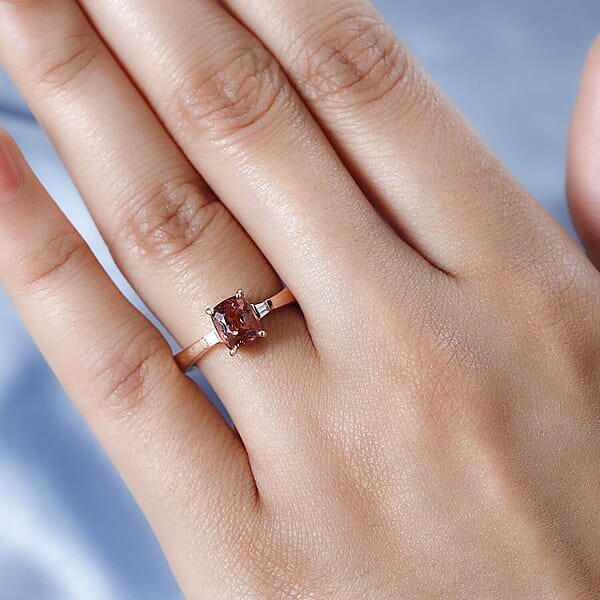Luxoro 10K Rose Gold Premium Blush Tourmaline And G-H I2 Diamond Ring 1.75 Ctw