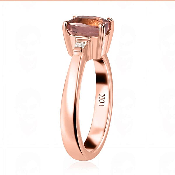 Luxoro 10K Rose Gold Premium Blush Tourmaline And G-H I2 Diamond Ring 1.75 Ctw