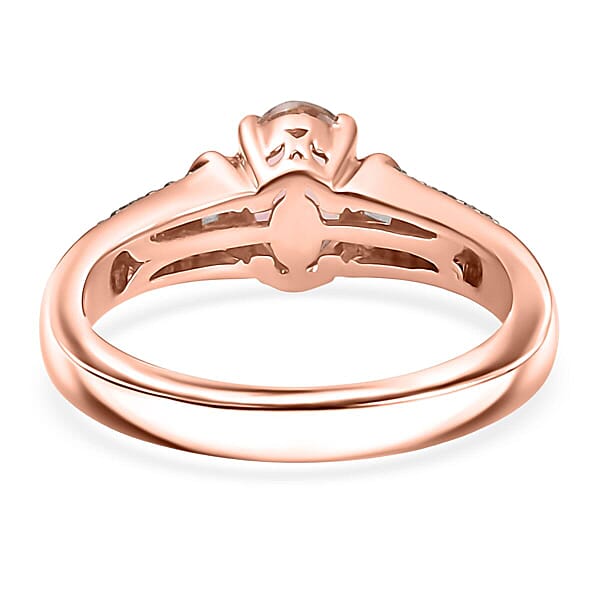 Luxoro 10K Rose Gold Premium Blush Tourmaline Natural Champagne And White Diamond (I2) Ring 1.00 Ctw