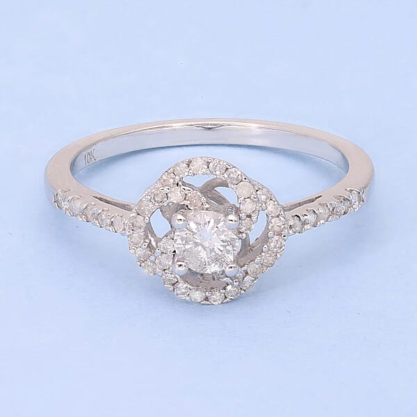 Luxoro 10K White Gold G-H I2-I3 Diamond Ring Promise Rings 0.50 Ctw