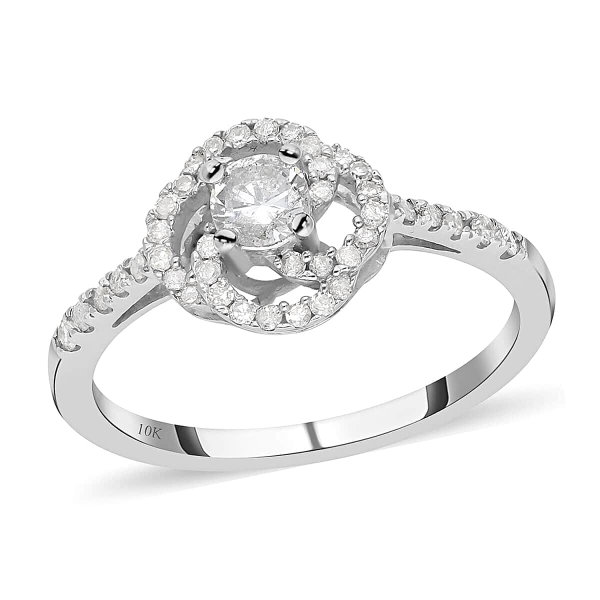 Luxoro 10K White Gold G-H I2-I3 Diamond Ring Promise Rings 0.50 ctw