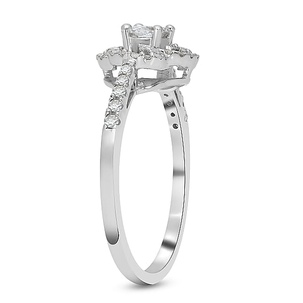 Luxoro 10K White Gold G-H I2-I3 Diamond Ring Promise Rings 0.50 Ctw