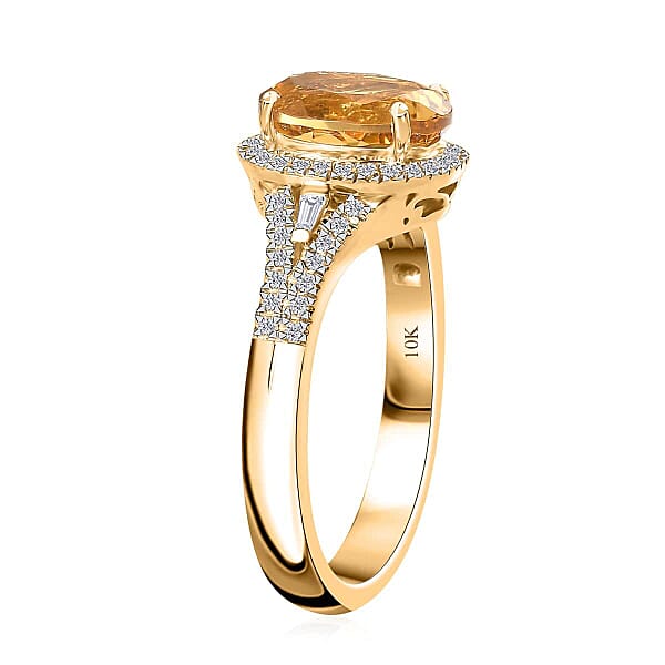 Luxoro 10K Yellow Gold AAA Brazilian Heliodor And G-H I2 Diamond Ring 4.50 Grams 2.60 Ctw