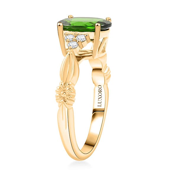 Luxoro 10K Yellow Gold AAA Chrome Diopside Diamond (G-H I2) (0.18 Cts) Ring 2.85 Ctw