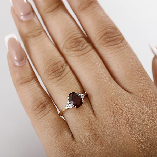 Luxoro 10K Yellow Gold AAA Ouro Fino Rubellite Diamond (G-H I2) Ember Kiss Ring 2.05 Ctw