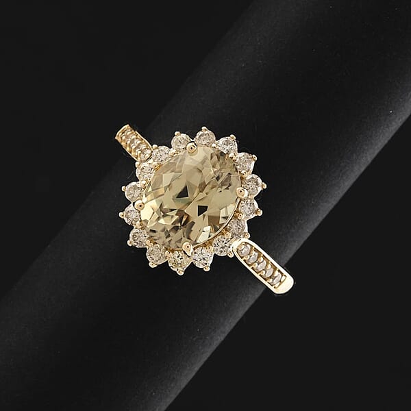 Luxoro 10K Yellow Gold AAA Turkizite Diamond (G-H I2) (0.42 Cts) Ring 2.50 Ctw