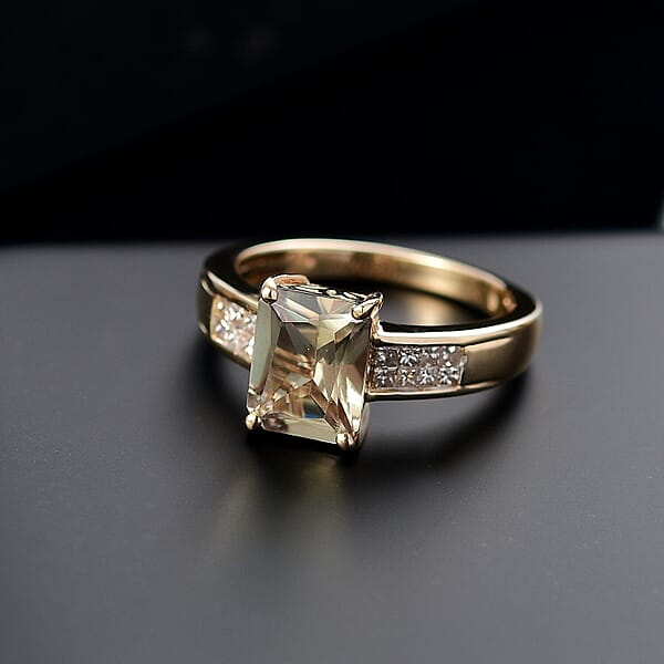 Luxoro 10K Yellow Gold AAA Turkizite Diamond (I2) (0.23 Cts) Art Deco Ring (Del. In 12-15 Days) 2.90 Ctw