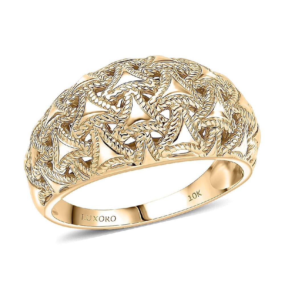 Luxoro 10K Yellow Gold Arrow Wave Ring 4.5 Grams