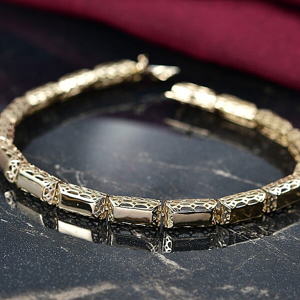 Luxoro 10K Yellow Gold Bar Link Bracelet (6.50 In) 7.08 Grams